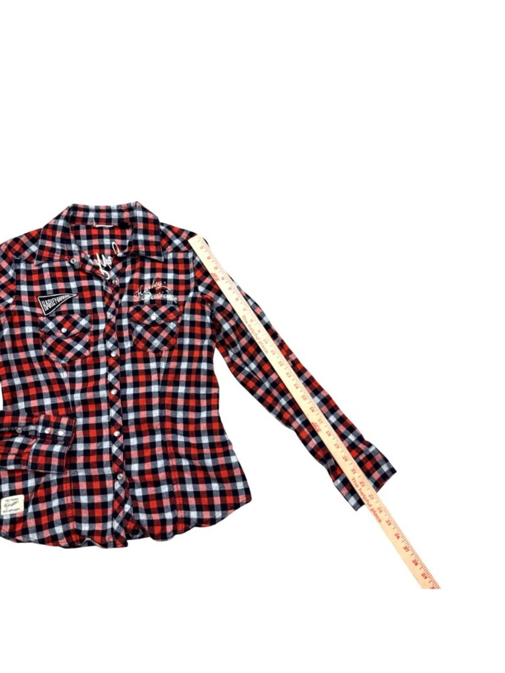 Harley-Davidson Women's Flannel Shirt S Red Black Embroidered Logo Long Sleeve - Picture 11 of 11